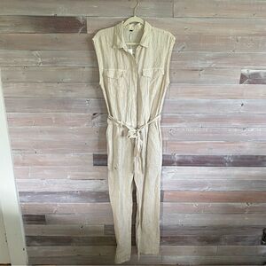 YFB linen blend Cuba jumpsuit cream size medium nwt